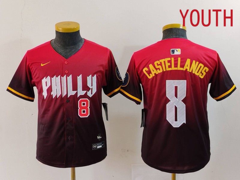 Youth Philadelphia Phillies #8 Castellanos Red City Edition 2024 Nike MLB Jersey style 3->cincinnati bengals->NFL Jersey